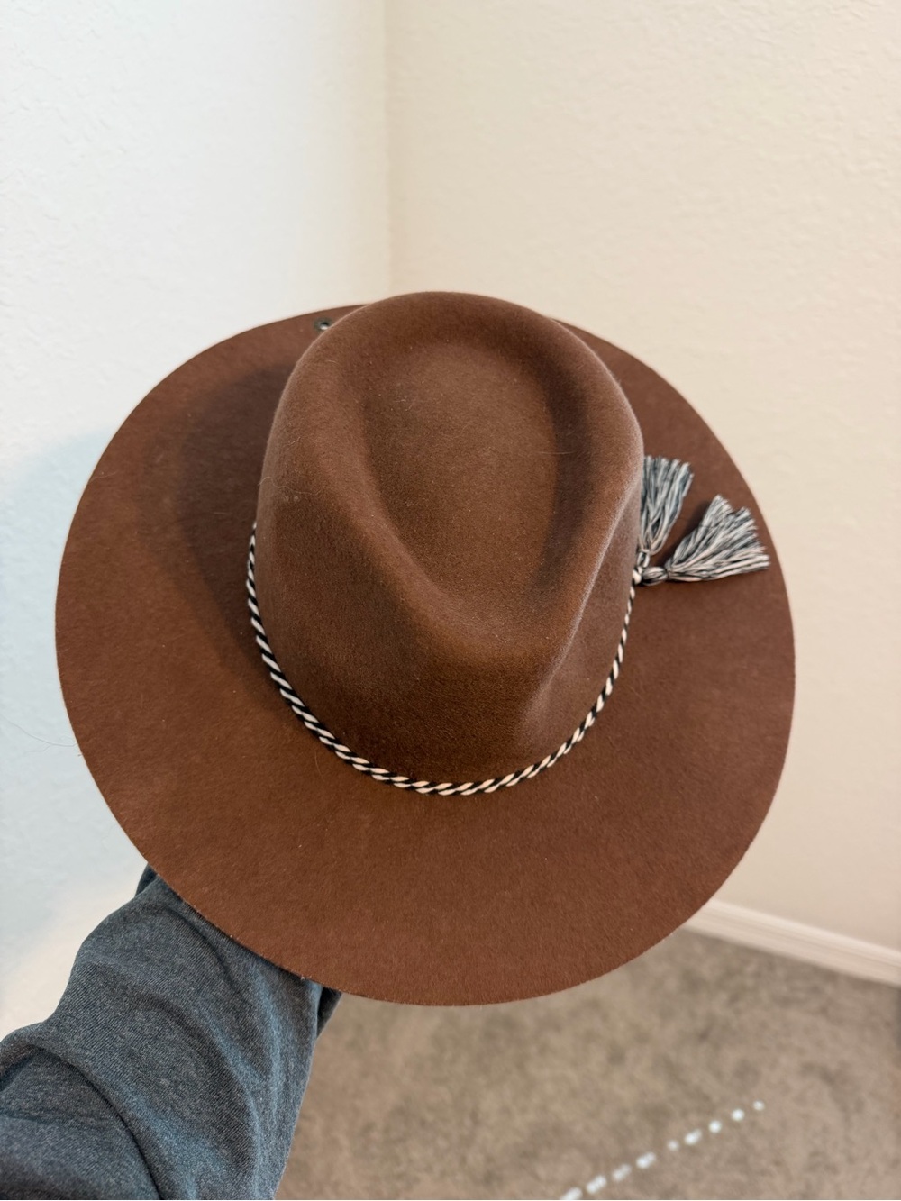 Peter Grimm Brown Felt Rancher Hat with Braided Tassel Band